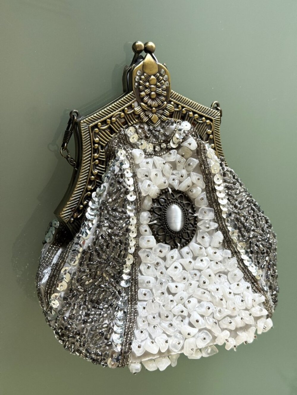 Evening clutch beaded stone handmade handbag - Picture 9 of 9